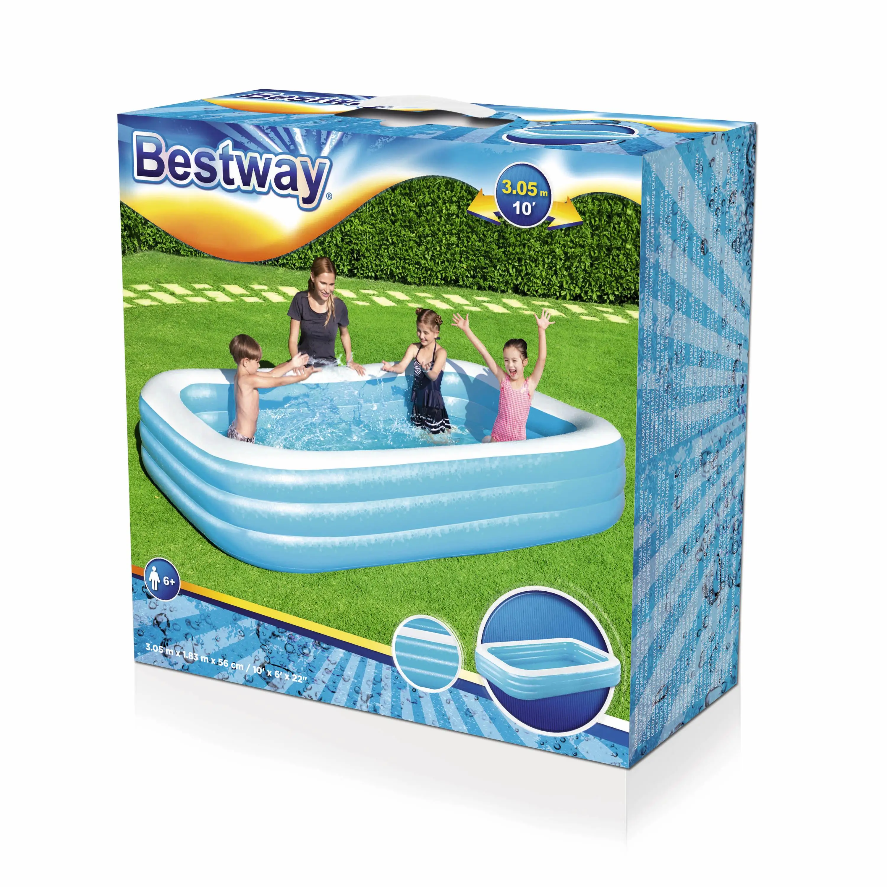 Bestway 54009  blue rectangular family pool bathtub High quality and cheap outdoor  inflatable swimming pools