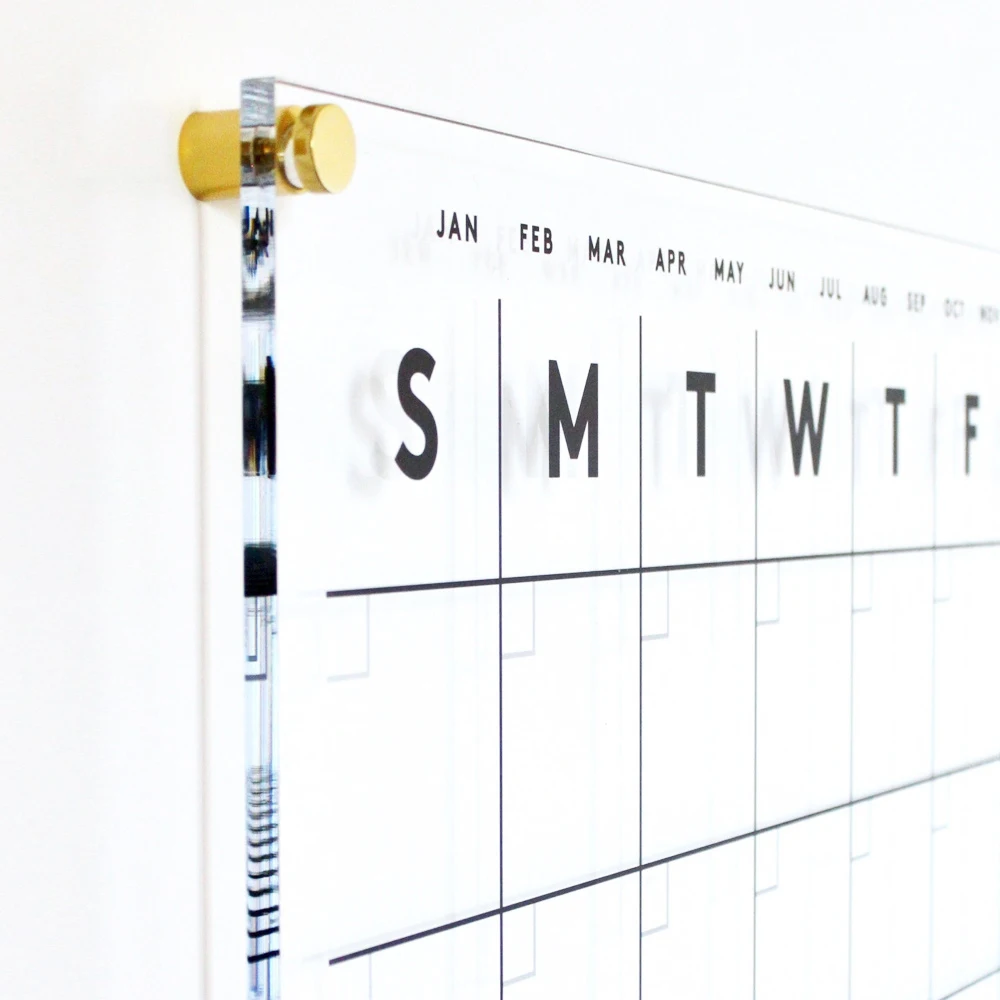 custom 18x24 inch ali baba fridge acrylic transparent record calendar with acrylic stand 	acrylic refrigerator calendar board