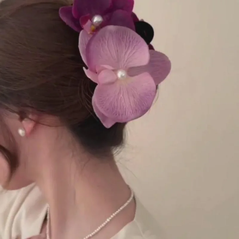 Phalaenopsis Flower Pearl Barrettes Sweet Fashion Side Clip Personality All-Match New Hair Pin Accessories