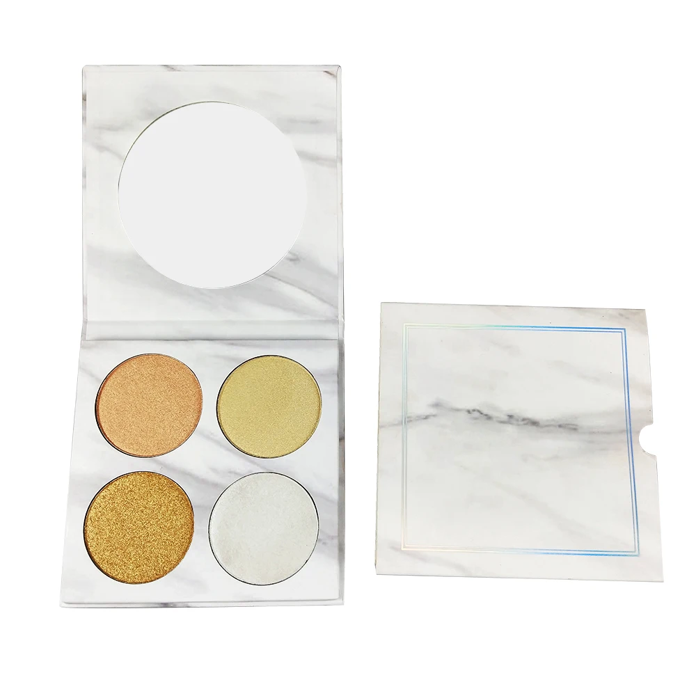 
Wholesale Custom No Label 4 Color Vegan Face Pressed Powder Shimmer Powder Highlighter Palette 