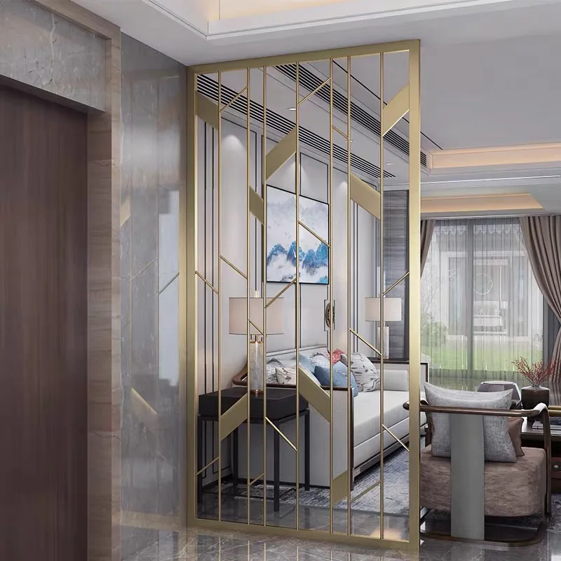 2020 newest 250cm metal iron stainless steel decoration golden divider partition panel