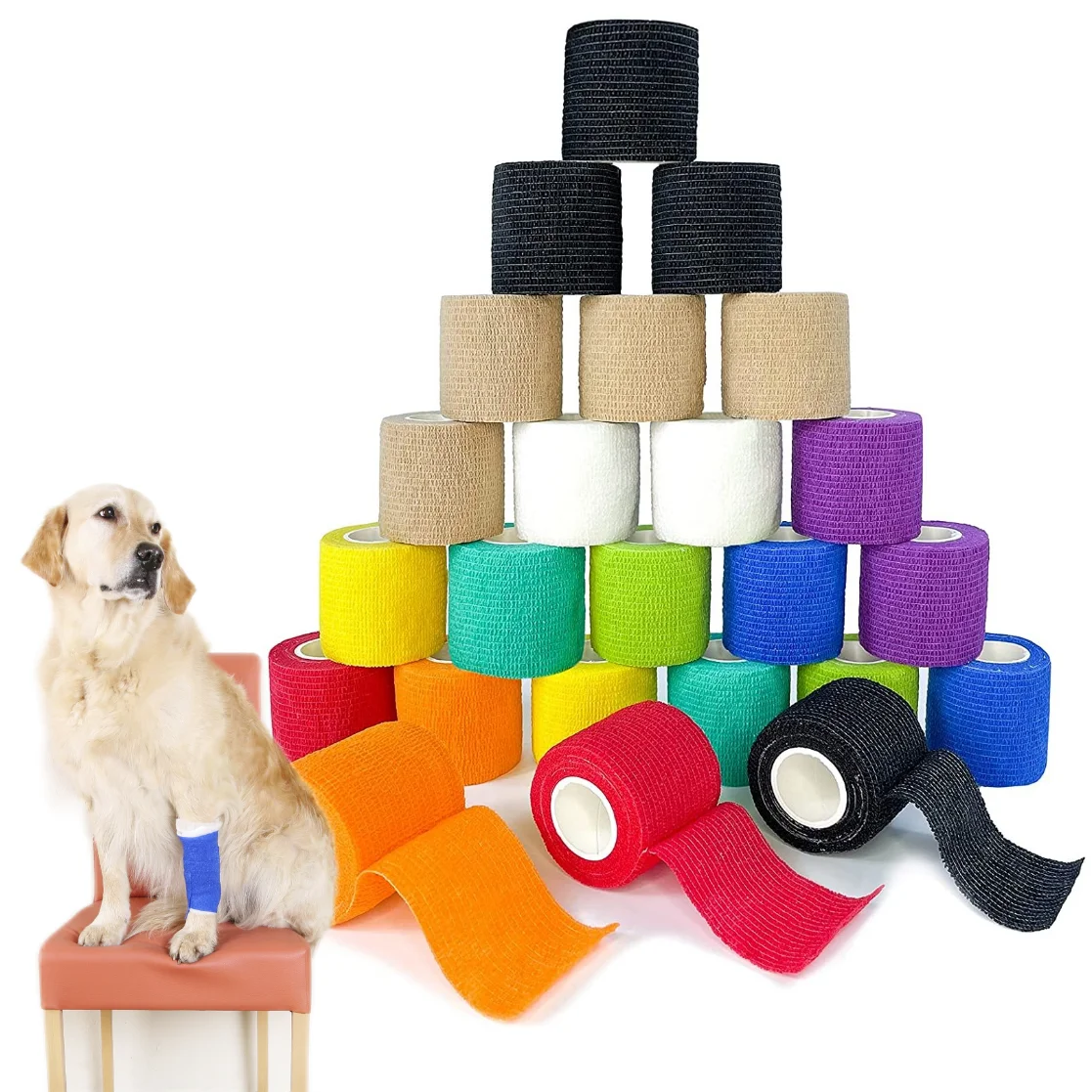 Anthrive Custom 5cm Non Woven Wrap Animal Self Adhesive Adherent Vet Cotton Dog Pet Self-Adhesive Elastic Cohesive Bandage