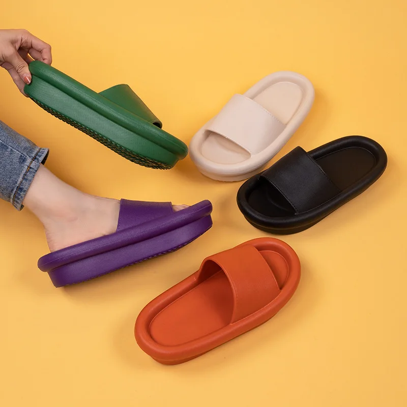 Summer new design hovercraft shape  thick sole slippers female creative candy color men soft sandals