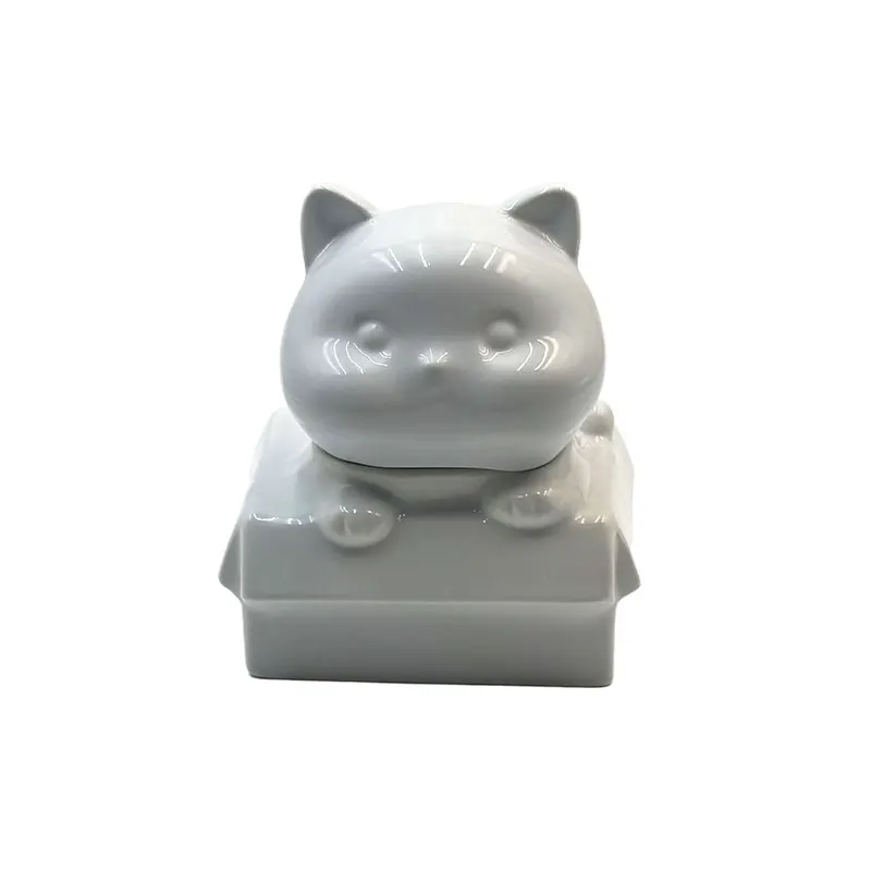 Wholesale Pet Urns For Animals Cute Cat Designs Ceramics Glossy Frosted Pet Ashes Urn