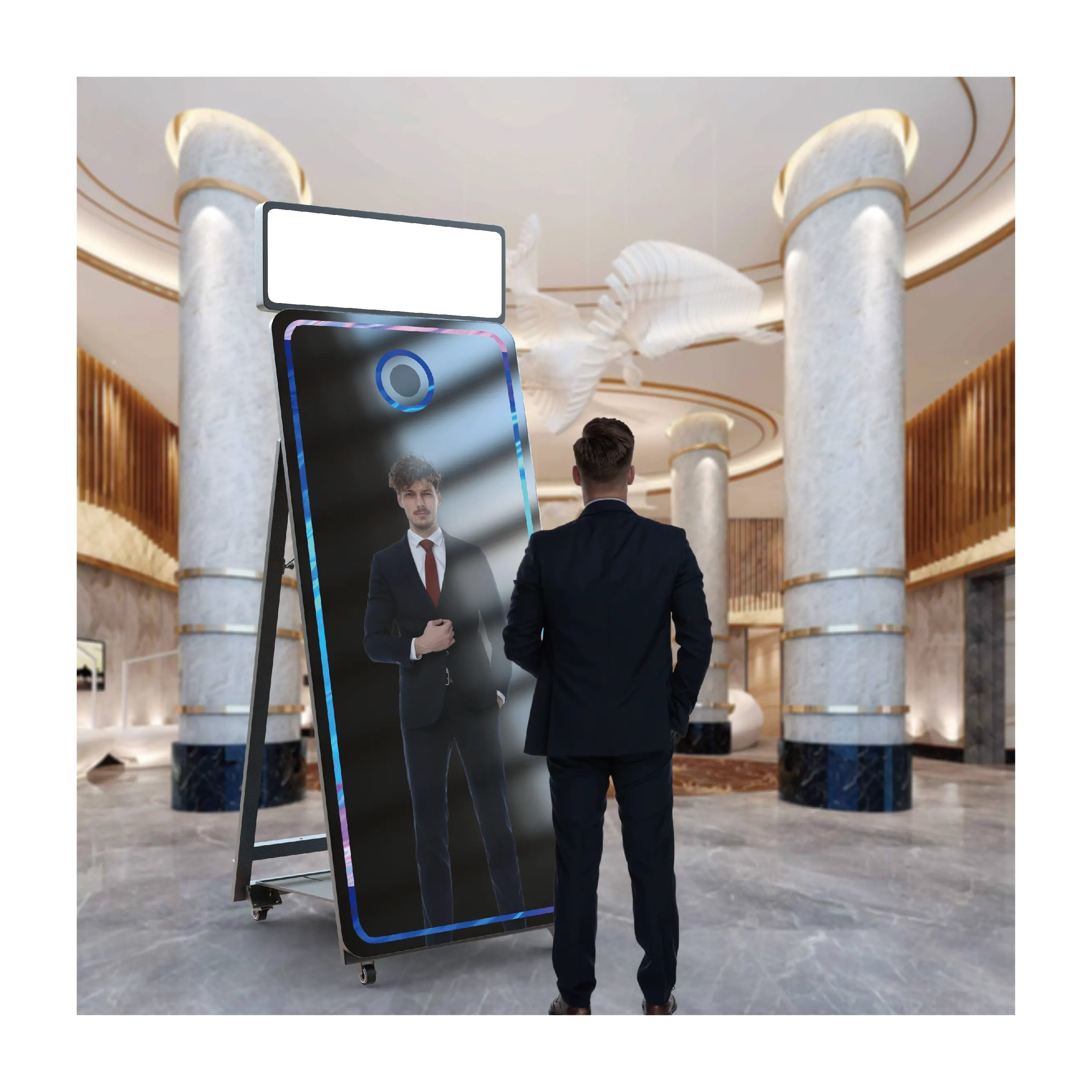 Wholesale New Large Thin Selfie Portable Mirror Photo Booth Beauty Picture Portable Selfie Photo Booth Magic Mirror Photo Booth