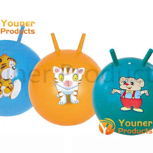 OEM silk printing pvc ecofriendly adult space giant bouncing skip jumping hopper toy ball with sheep horn