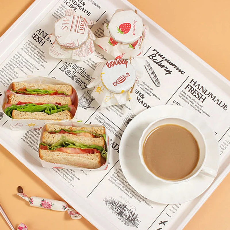 Customized Greaseproof Paper Food Digital Printing Double Side CMYK Recycled Uncoated Woodfree Paper 50gsm Sheets Virgin Pulp M