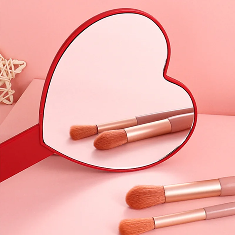 2024 Best Selling Colorful Customized LOGO Heart Style Handheld Makeup Mirror DIY Portable Mini Mirror With Handle