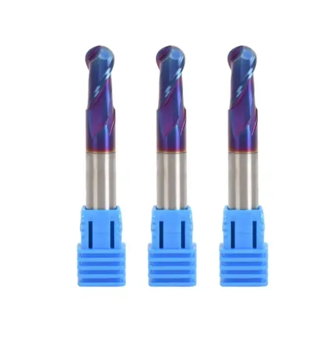 Hot sale HRC 65 Tungsten Carbide 2 Flute Standard Length Ball Nose End Mill for Stainless Steel High Hardness Metal