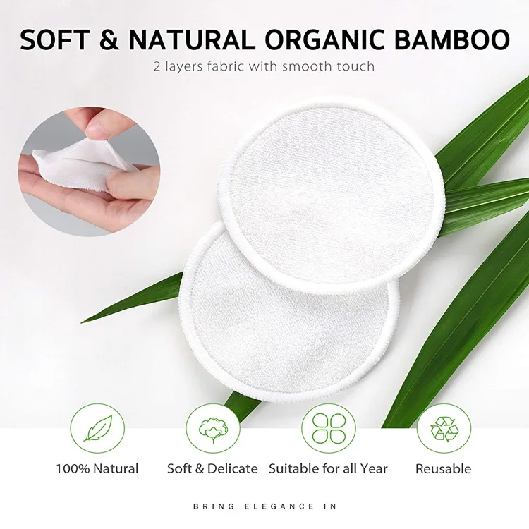 Reusable Bamboo Fiber Make Up Cleaning Pad Cloth Towel Women Round Makeup Remover Towel