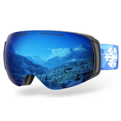 snowledge 181C magnetic goggles snow ski goggles replacement lens double anti fog polarized uv400 OTG snowboard goggles magnet
