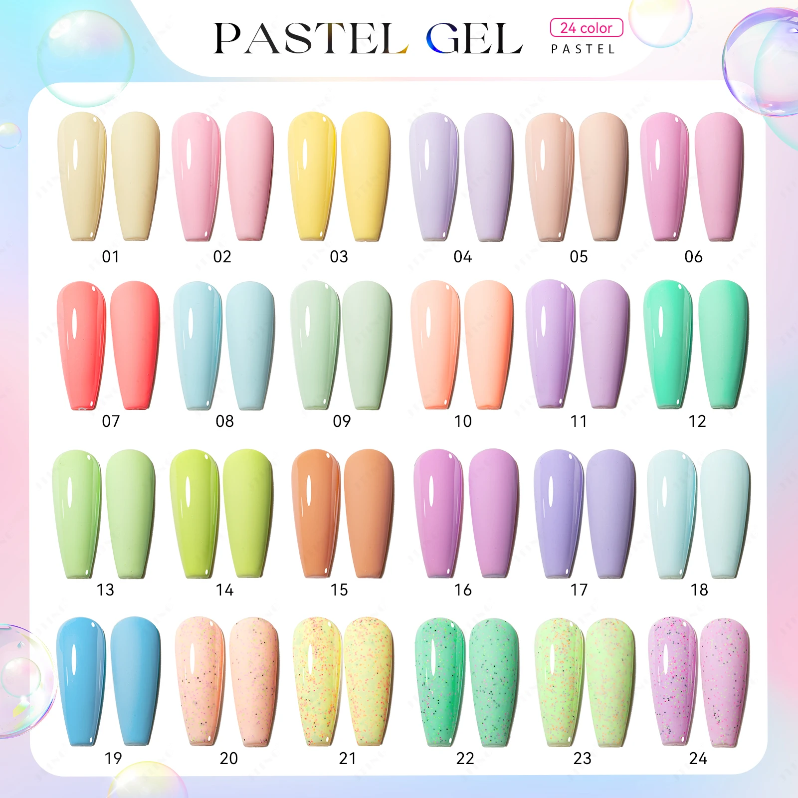 JTING Upgraded Original Design 24colors pastel gel polish collection set box OEM Unique custom nail supplies gel nail polish