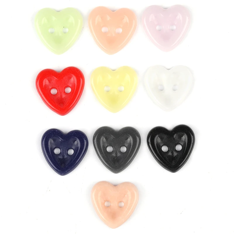Модные пуговицы в форме сердца со стразами и отверстиями, керамические пуговицы на заказ для украшения ткани