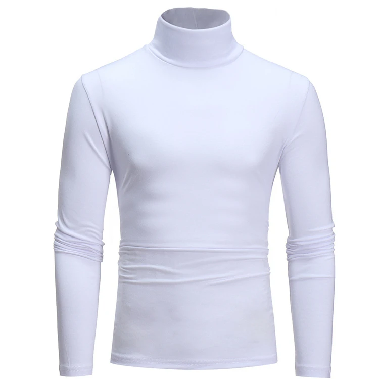 Turtleneck long sleeved T shirt men 7 color all match solid color pullover bottoming shirt (1600119255605)