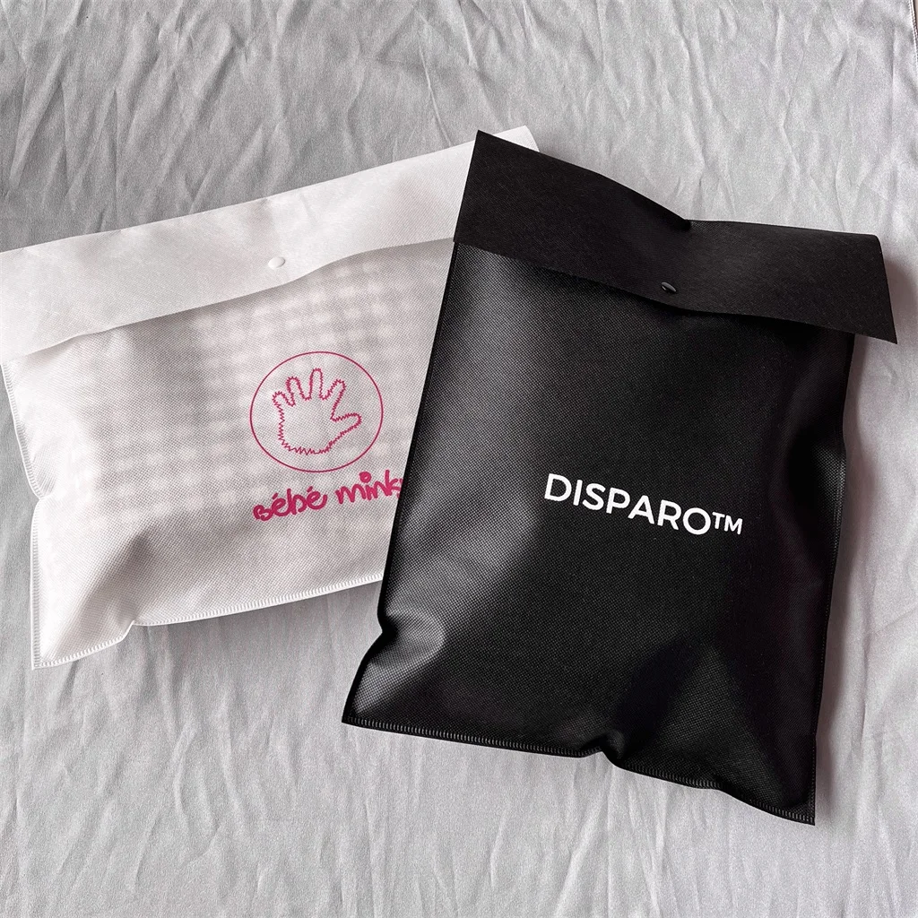 Custom Logo Printed Non-Woven Envelope Flap Clothing Packing Bag With Button Closure eco-friendly Envelope Dust Pouch