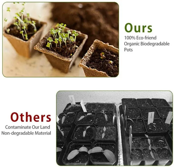 Biodegradable Recycle 12 cavity Tray Square Site Seeding Planter Potting Seeds Starter Grow Flower Plant Nursery Trays
