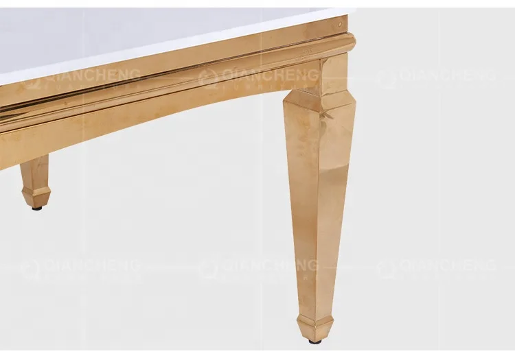 Wedding table modern event party rose golden metal legs MDF wooden table design center pieces white glass wedding table