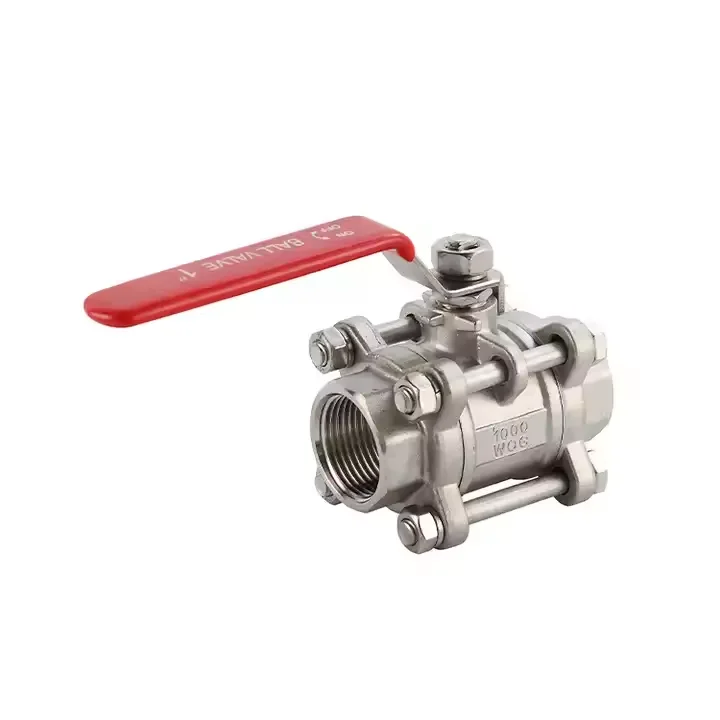 Custom Logo 1inch 90 Degree Stainless Steel 1000WOG CF8 Three-piece threaded Api ball valve