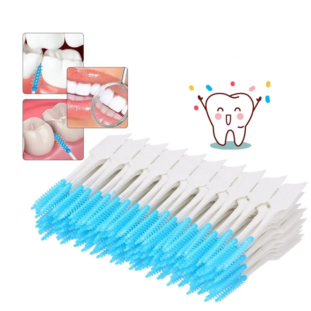 Soft Flexible Nylon Dental Interdental Brush Toothpicks for Effective Teeth Cleaning for Adults Children with Rubber Material