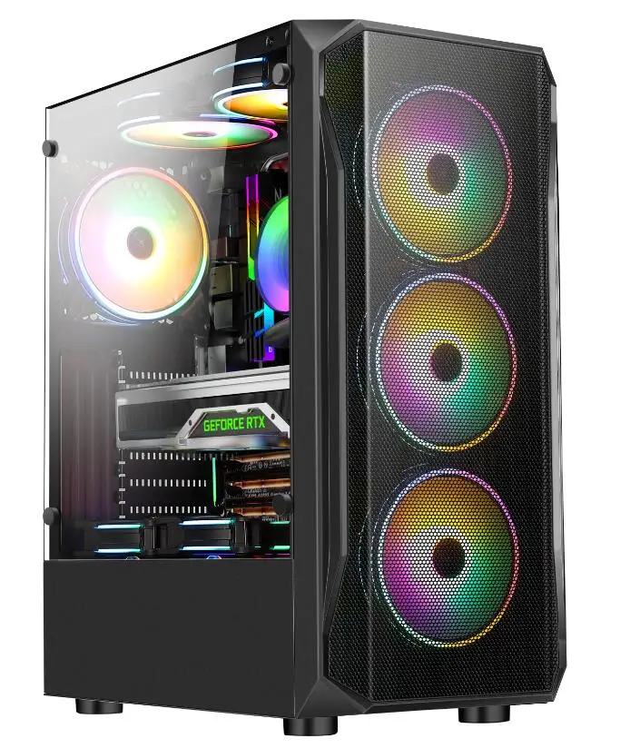 LY good price Computer Casing Desktop Custom ATX Tempered Glass RGB Gaming PC Case pc tower cabinet case