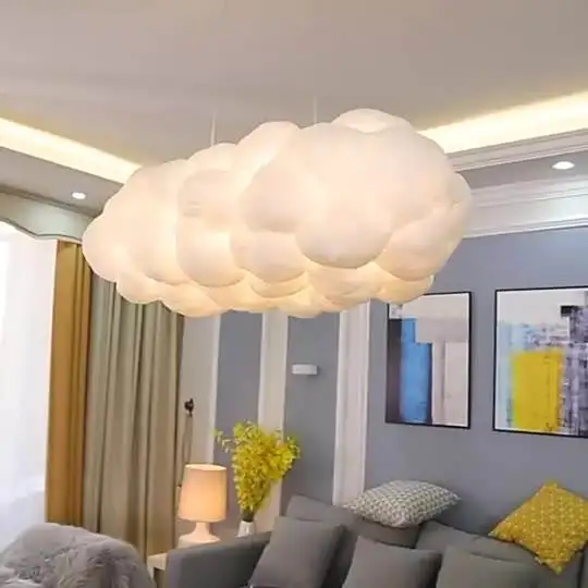Led Hanging Modern Nordic Lamp White Cloud Chandelier Light for Indoor Living Room Dining Room