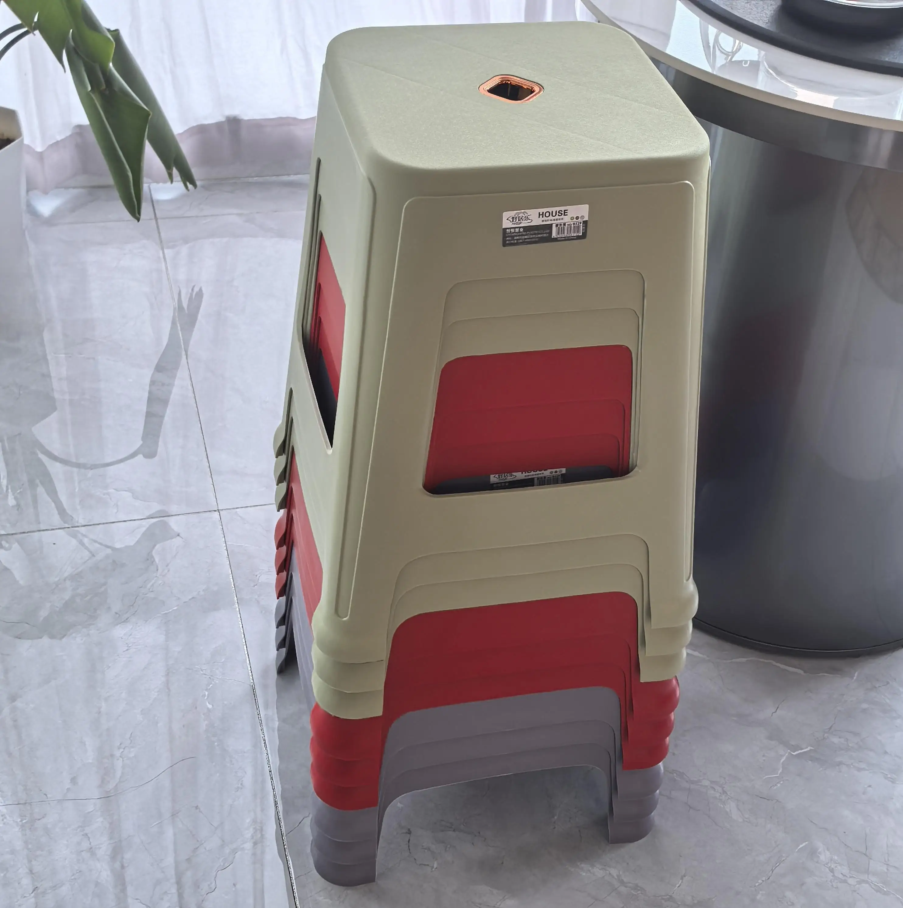 Factory Prices Thicken Household Living Room Stacked High Foot  Bench Fashion Creative Stackable Plastic Square Stool