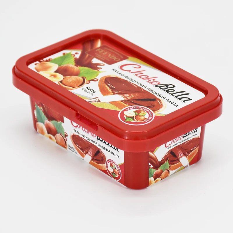 High quality plastic storage containers customized IML square plastic container for food, spread,oil, butter, ice cream