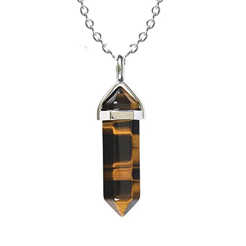 Hot sale Quartz Necklaces Pendants Vintage Natural Stone Bullet Crystal Necklace For Women Jewelry N98221