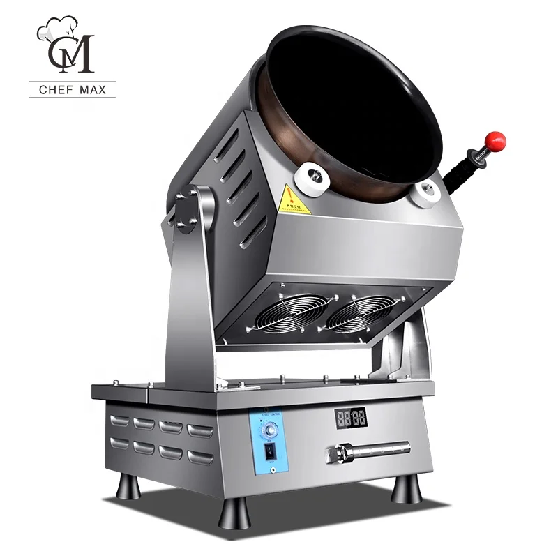 CHEFMAX commercial auto drum rotating gas electric fried rice automatic stir fry robot wok machine range stove