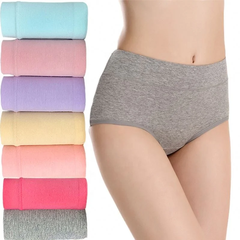 U5268 New Solid Color Ladies Simple Cotton Breathable Mid Waist Underwear Japanese Girl Sexy Briefs Panty