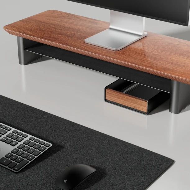HPERGO Large Capacity Environmental Home Office Textured Walnut Wood Desktop Drawer Organiser Stationery Storage Box