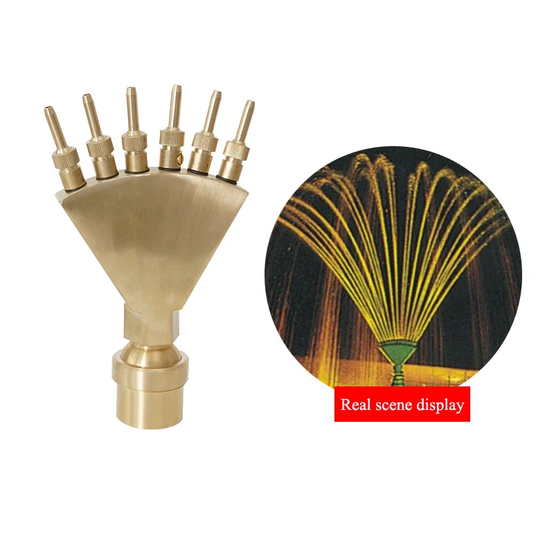 1 Inch Adjustable Brass Phoenix Tail Scattering Fountain Spray Head Small Nozzles with Valve Garden Landscape Sprinklers