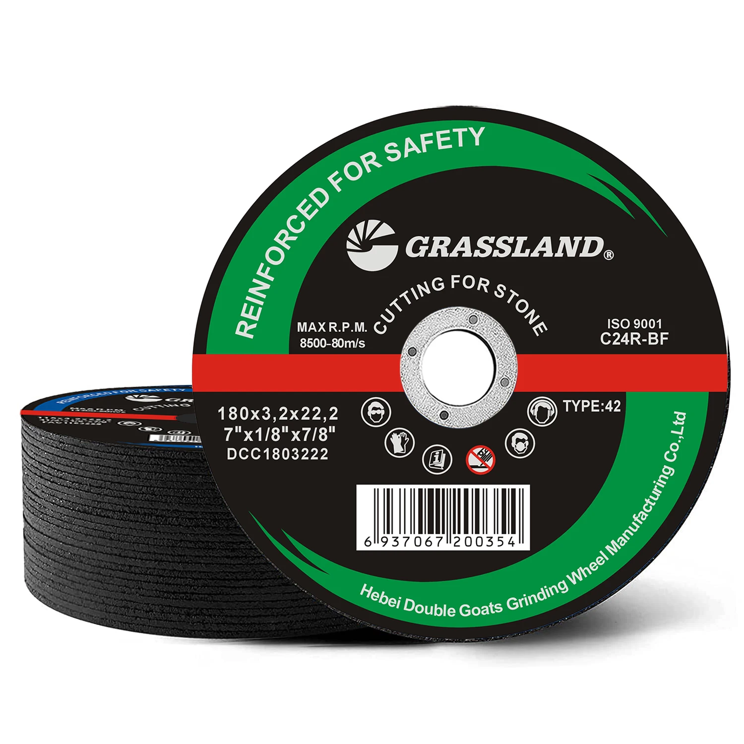Grassland 7 inch 180mm Cast Iron Stone Concrete Grinding cutting Disc For Angle Grinder 180X3.2X22.23