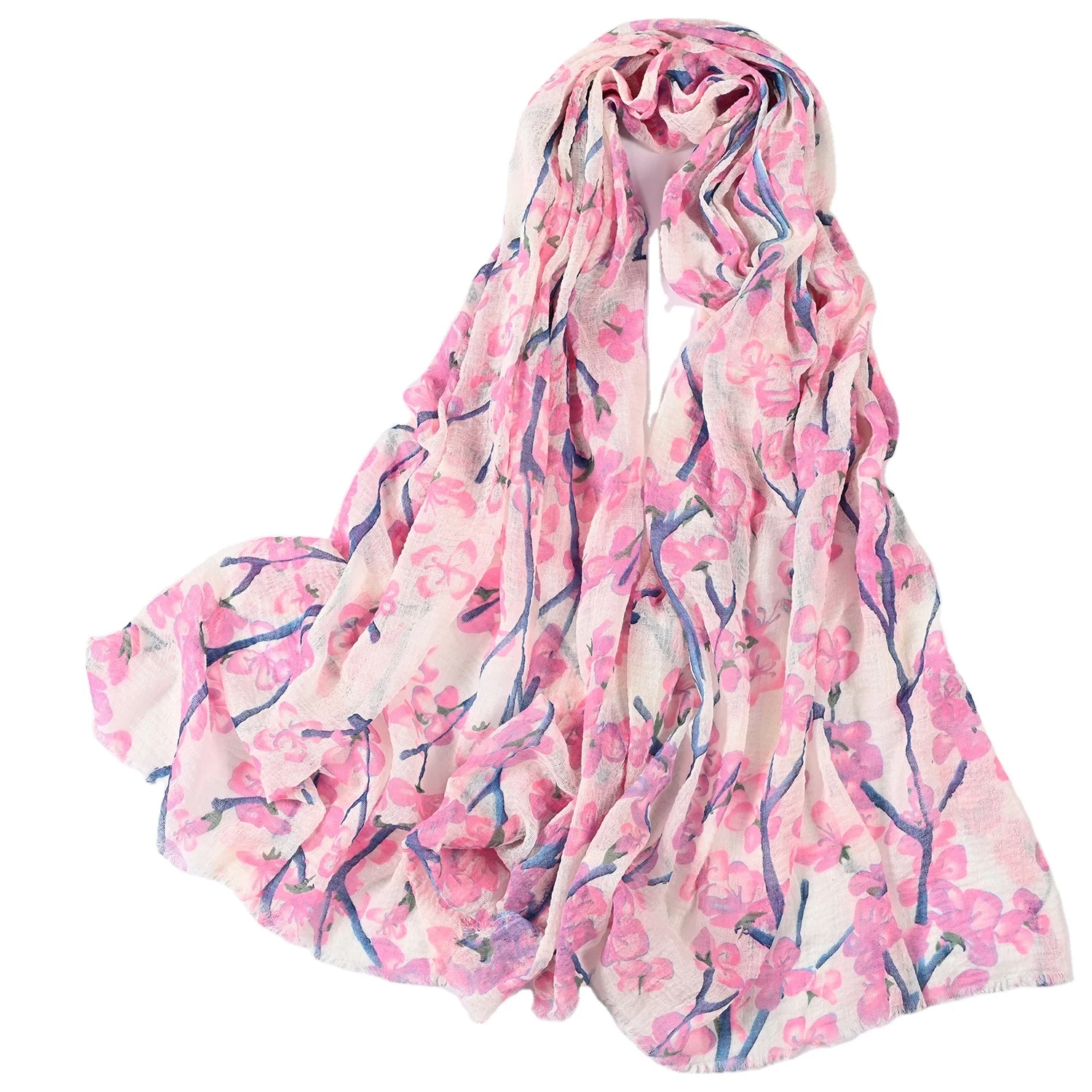 Custom Floral Printing Low MOQ Nordic Style Female Scarves Muslim Hijab Seiden Schals Free Sample