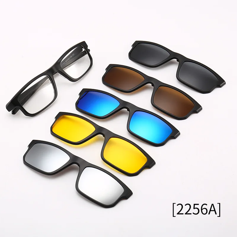 Sunbest Eyewear 5 In 1 Magnet Eyeglasses Frames Interchangeable Magnetic Clip On Glasses TR90 Polarized Clip-On Sunglasses