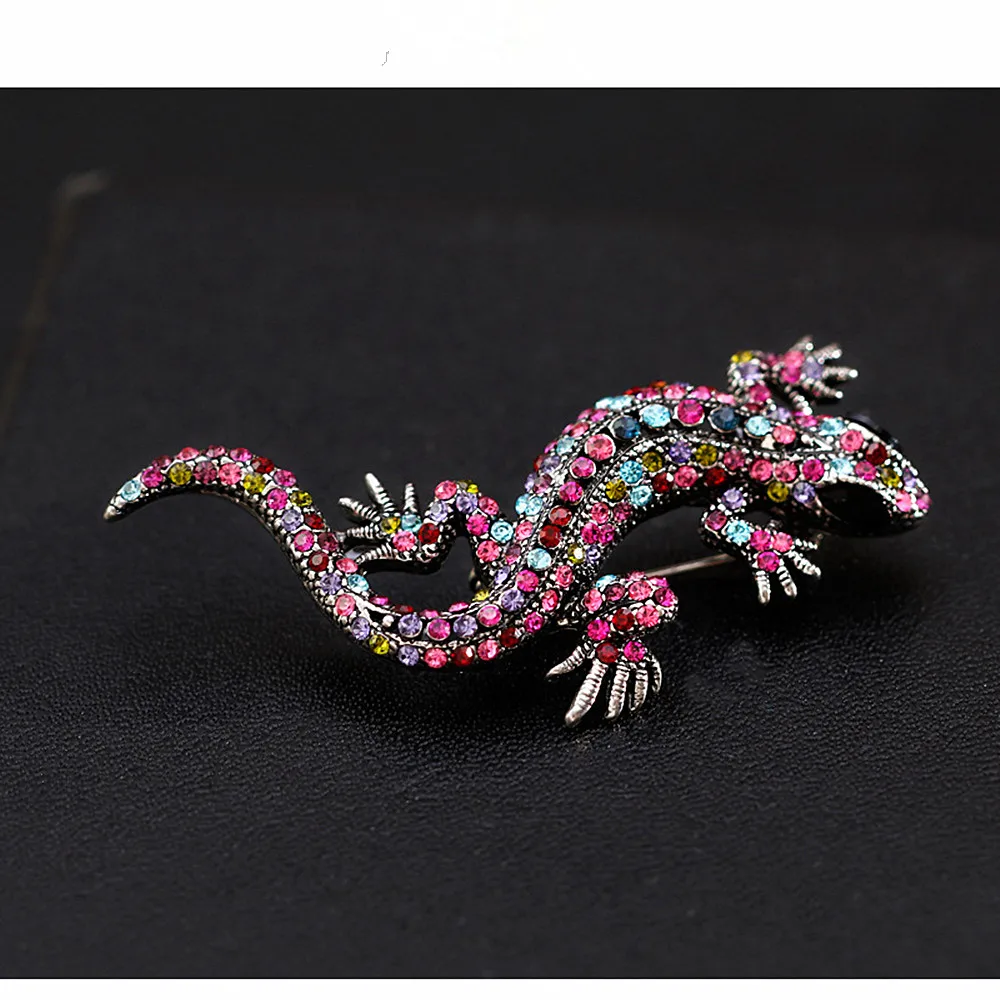 Женская Брошь в виде ящерицы Gecko металлическая брошь с инкрустацией милых животных украшение для подарка ювелирное изделие на заказ