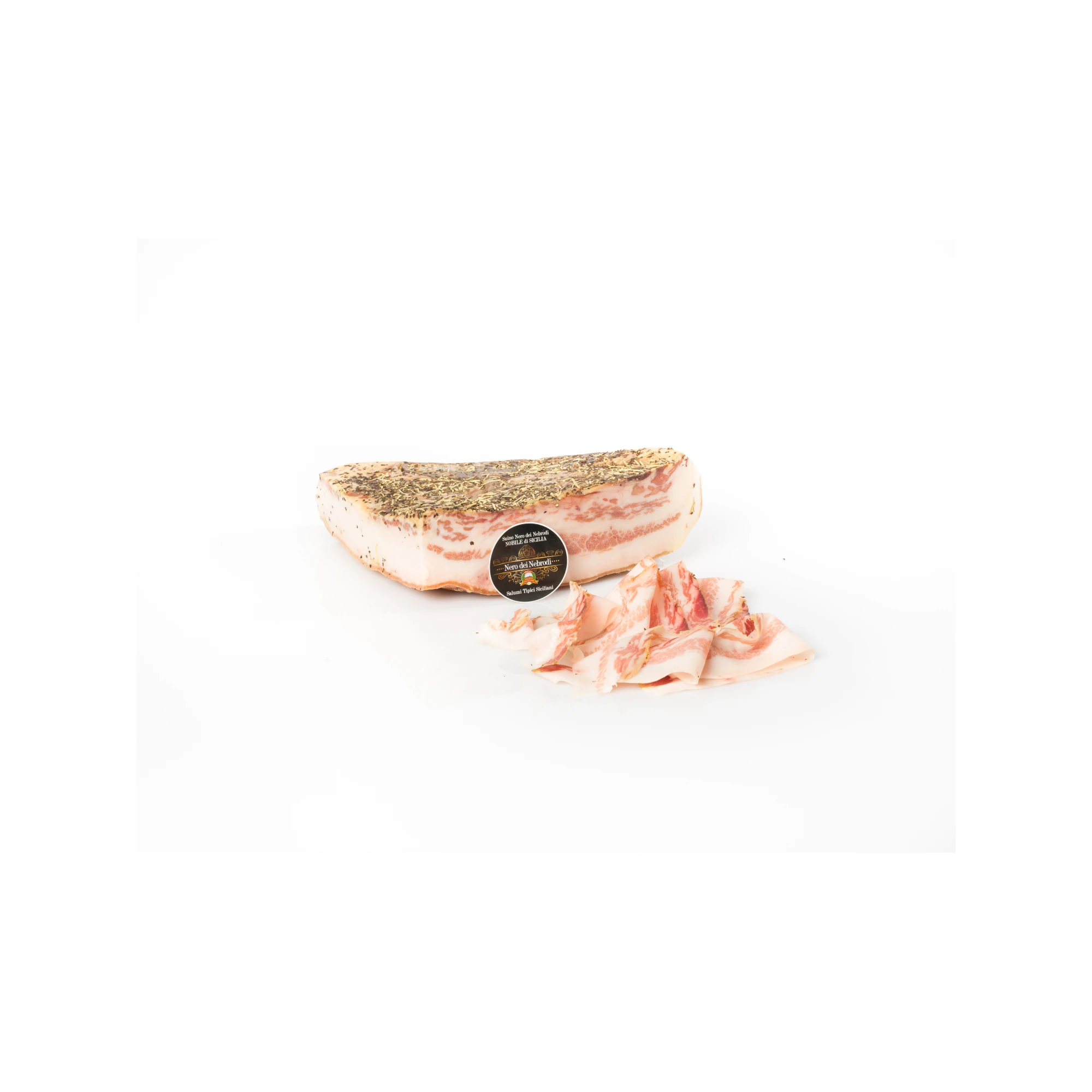 
Top quality italian pork meat from sicilian black pig cheek lard 