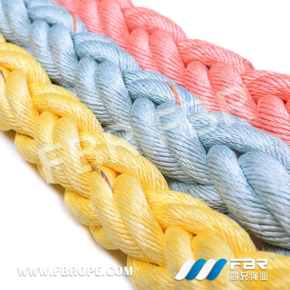 pp  floating mooring rope polypropylene danline towing rope  polyolefin rope  for boat 8 strand or 12 strand
