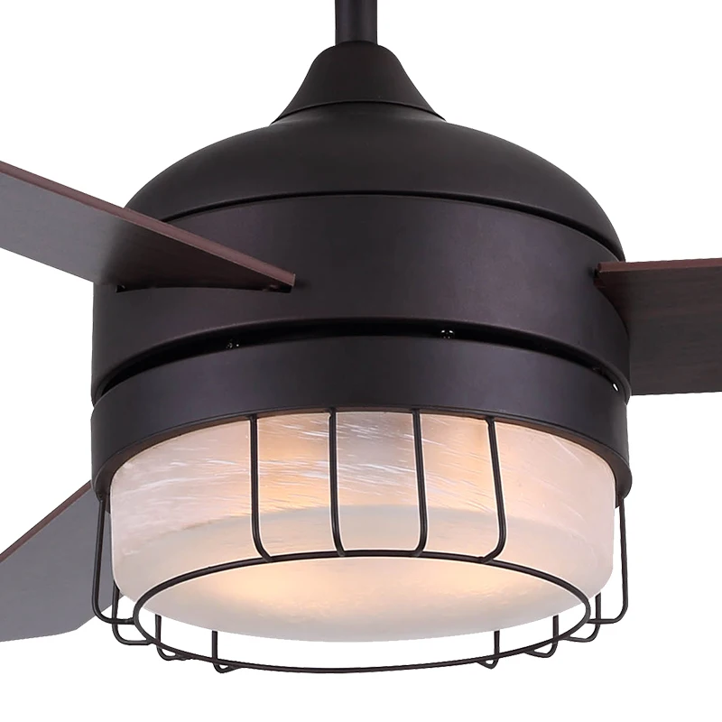 52 inch Fancy Modern Air Cooling Fan Home Decorative ORB LED Ceiling Fan Light with 3 Plywood Blades, include Wall Control