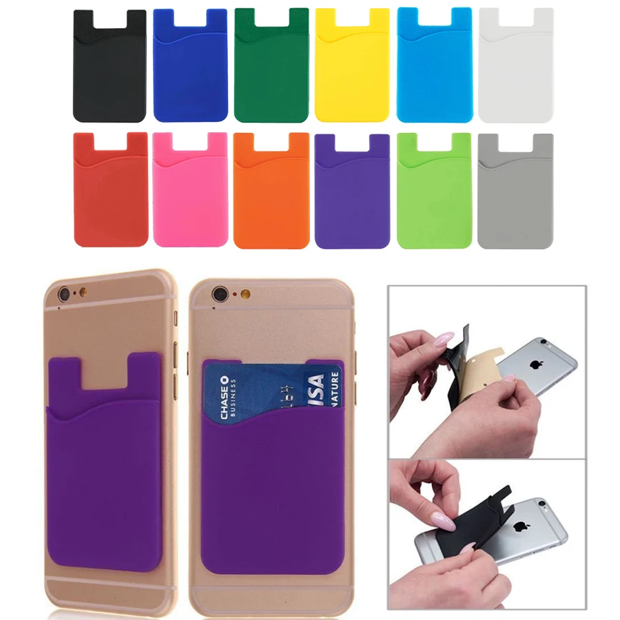 
NO MINIMUM Custom Silicone Card Holder For Phone, Cheapest Card Case For Mobile Call Phone 