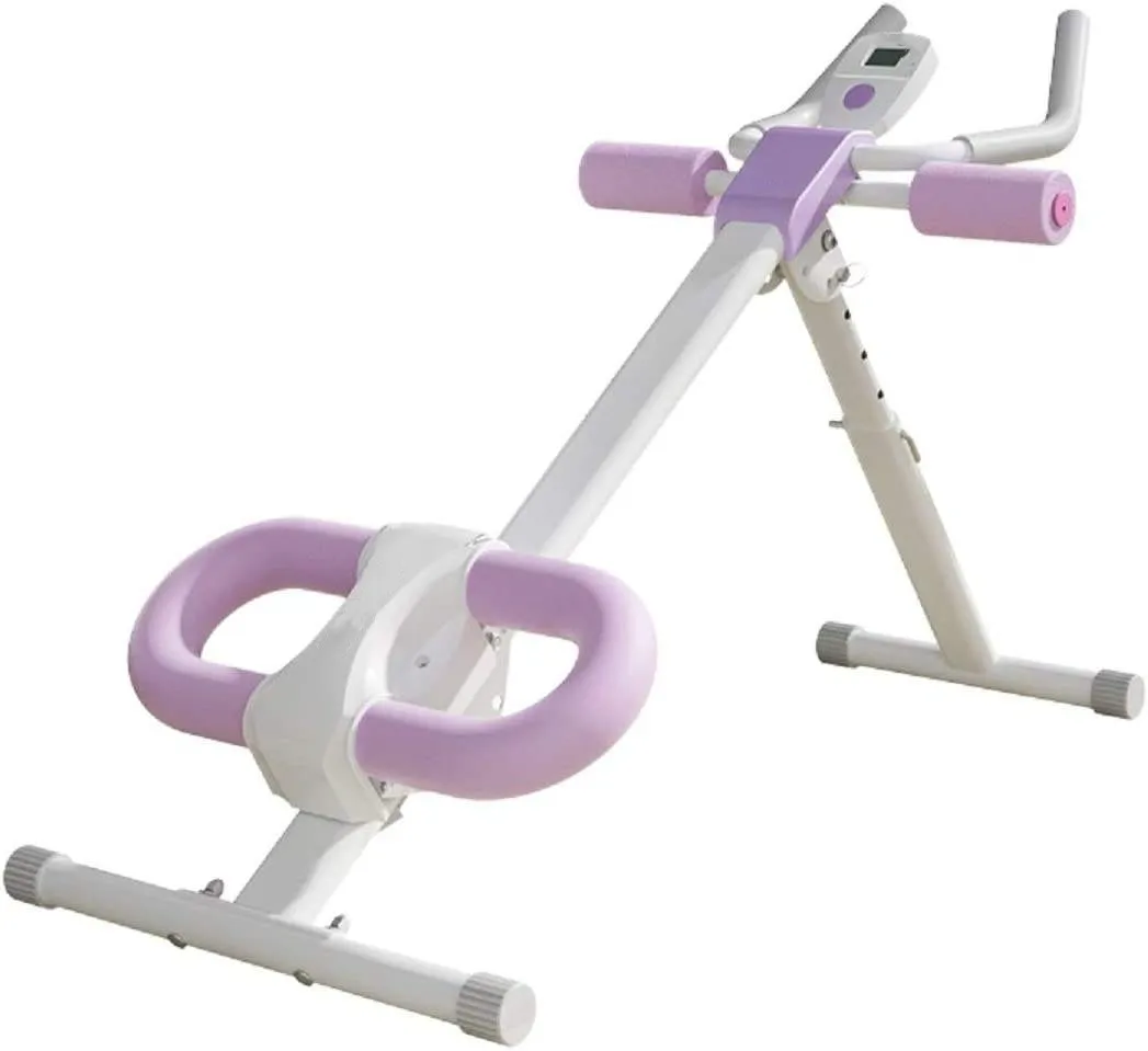 Wellshow Sport Ab Waist Ab Coaster Crunch Core Trainer Abdominal Workout Equipment Machine with LCD Monitor
