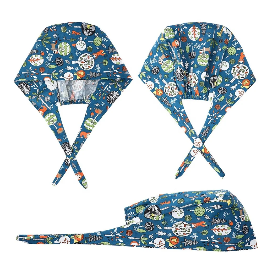
New Arrival Round Hat Printed Cotton Surgical Operating Hat For Doctor 
