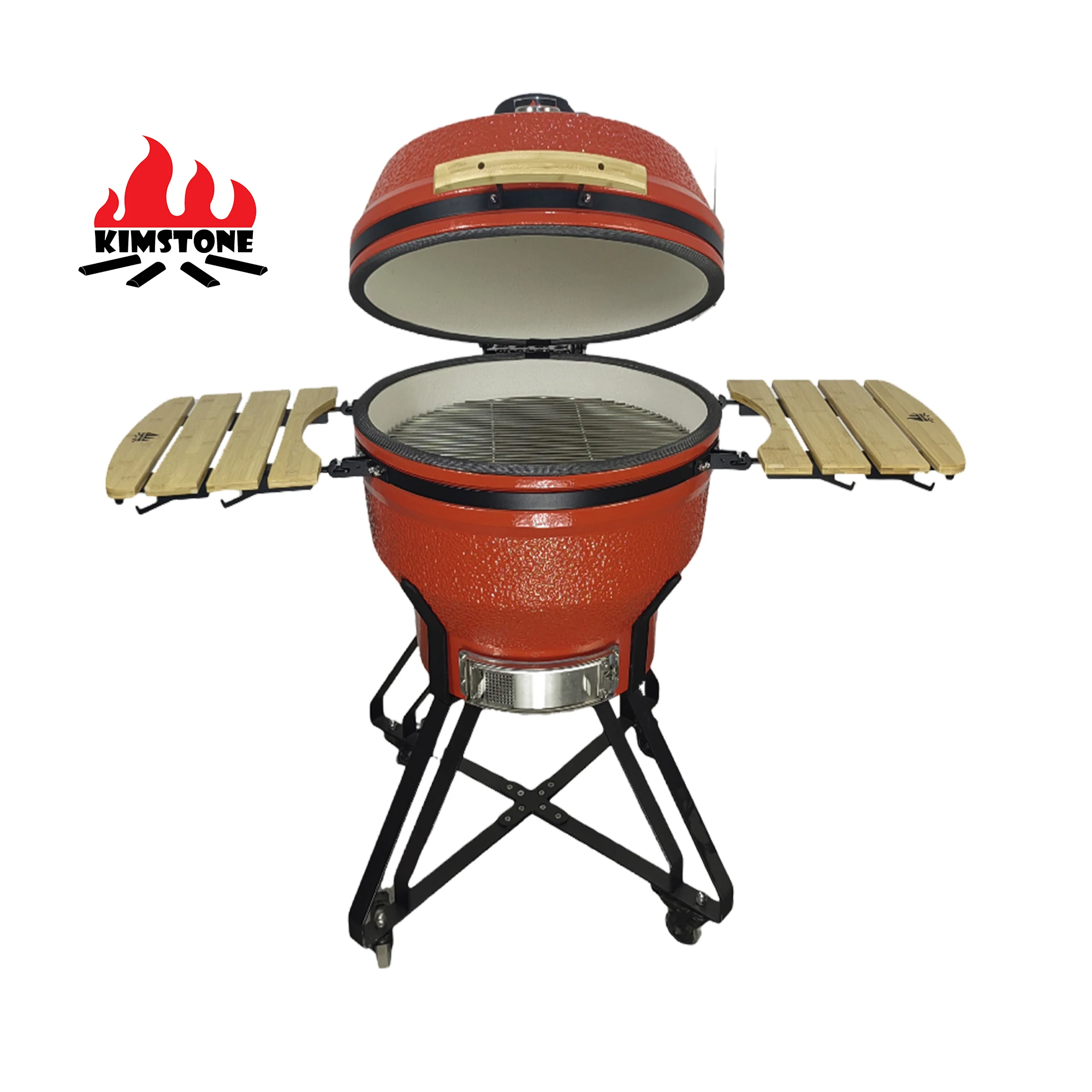 KIMSTONE 2023 New Design XL XXL 26 Inch Charcoal Ceramic Kamado grill with damping hinge system and full-opening bottom vent