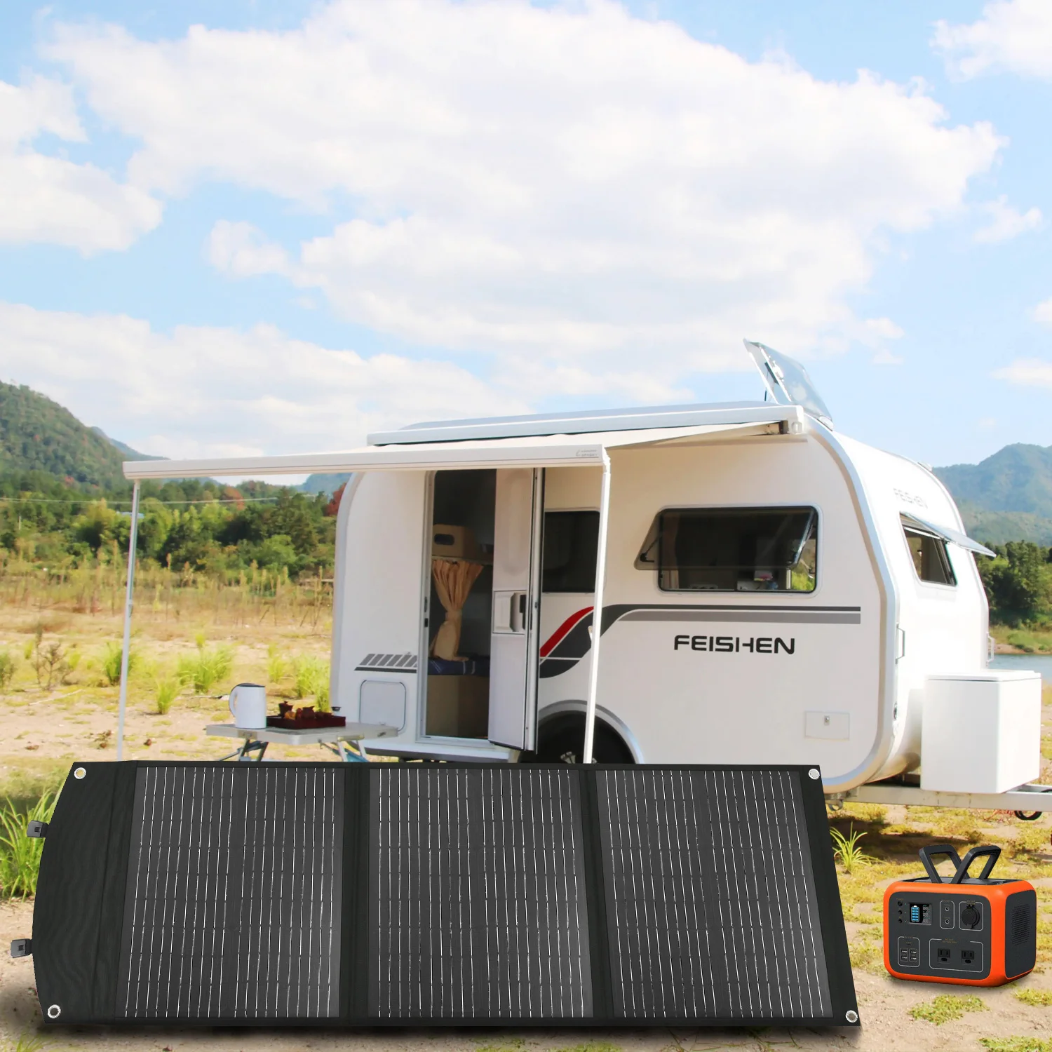 100W solar energy product Portable Solar Panel with Adjustable Kickstands, Foldable Solar Charger for laptop,RV, Camping,