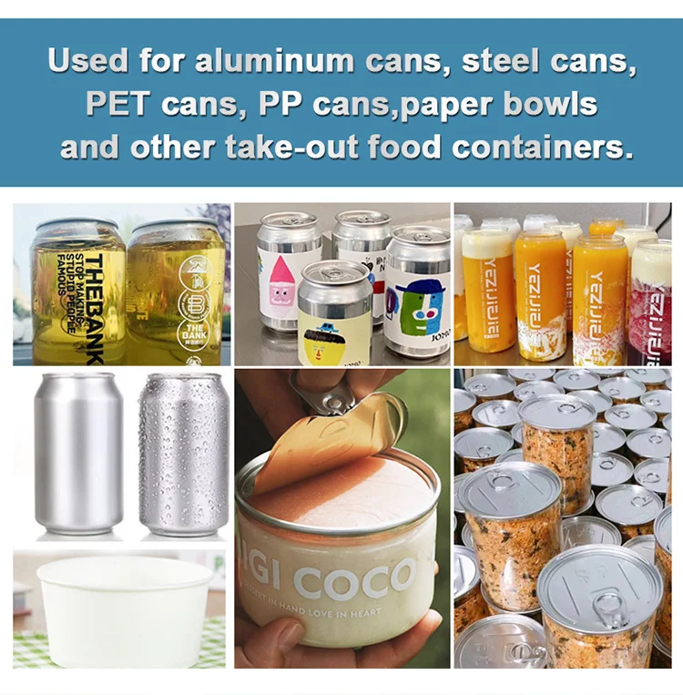 CE High Speed Automatic 250ml/330ml/500ml Beer Jar Seamer Cups Lids Non-Rotating Close Sealing Arc Aluminum Can Sealing Machine