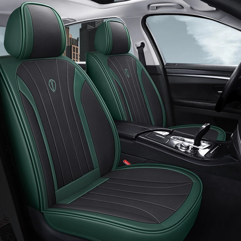 Cartoon Cat Car Seat Covers Luxury PU Leather Universal Auto Front & Rear Seat Protector Sedan SUV 5 Seats Full Set Universal Fi