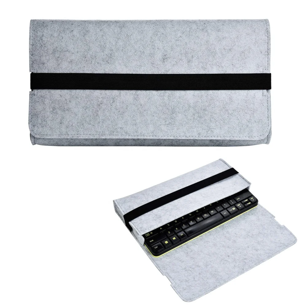 Factory Custom Lightweight Elastic Band Closure Portable Felt Wireless Keyboard Travel Sleeve for 60/87/104/108 Keys Keyboard