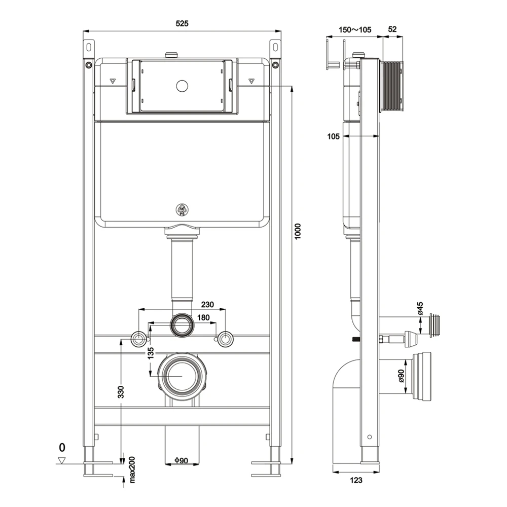 Настенный элемент Duofix, базовый набор для унитаза, резервуар для унитаза