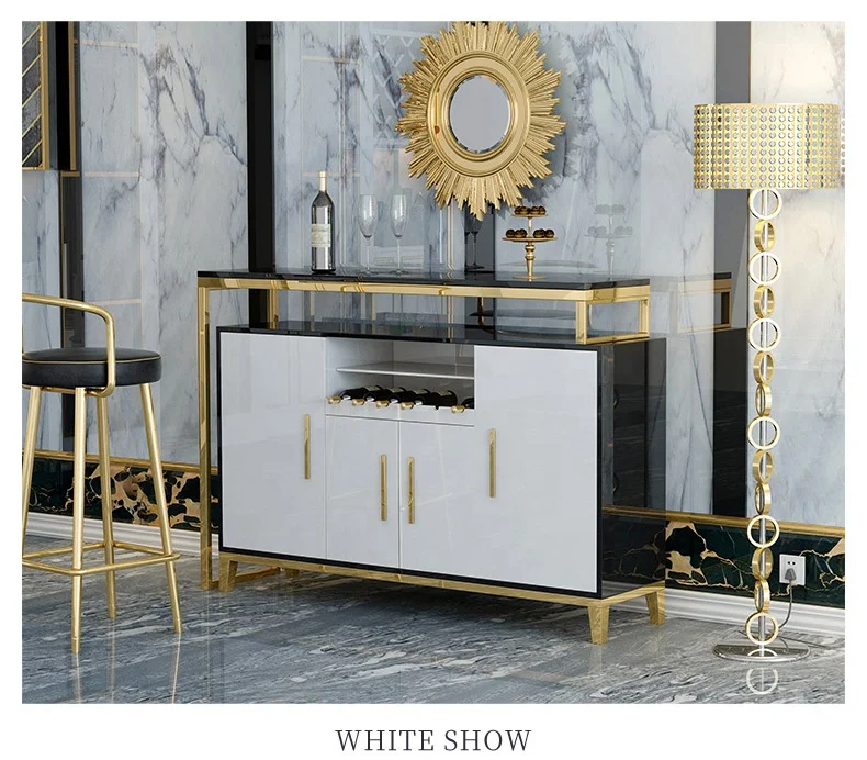 Роскошный барный шкаф из нержавеющей стали в гонконгском стиле, барный стол, барный стул, комплект комбинированной мебели для гостиной