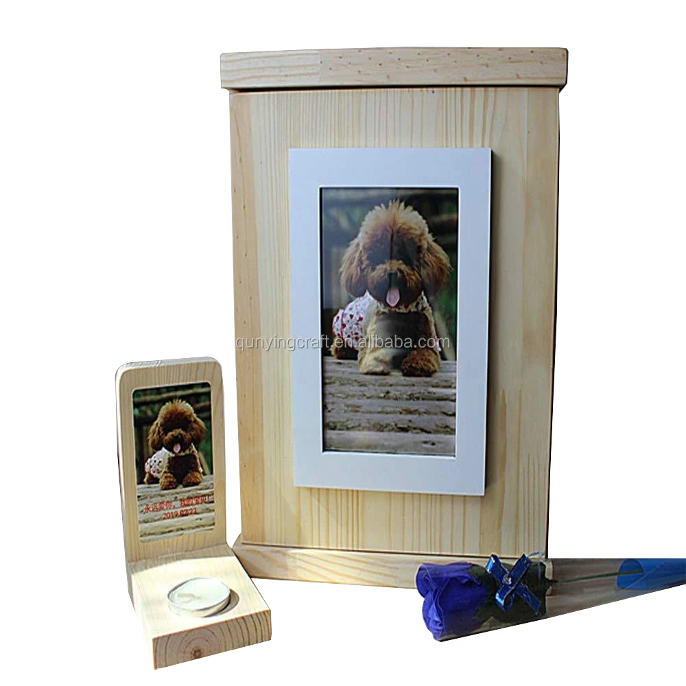 wholesale wooden urn wood pet cremation urn for pet ashes keepsake factory wooden urna box urna para mascotas with photo frame
